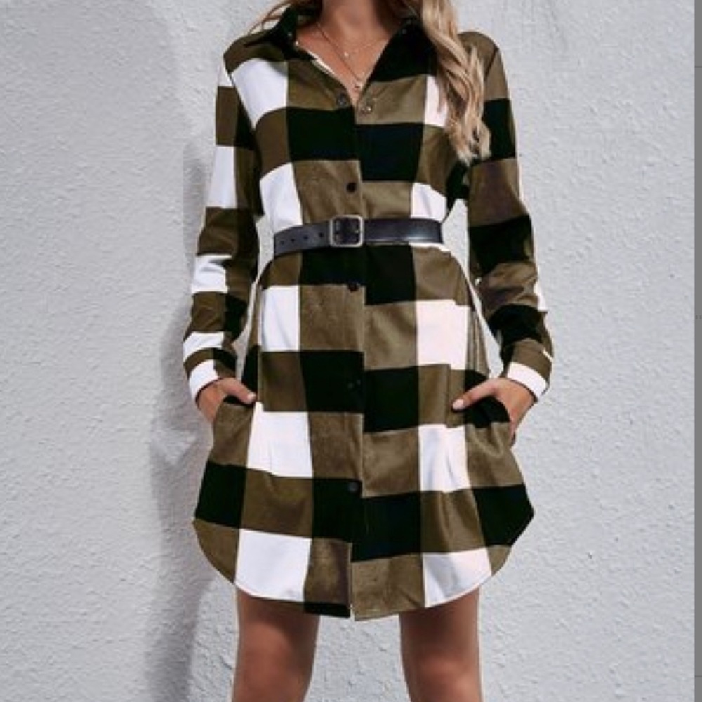 Brand new still in packaging. Brown Buffalo plaid dress